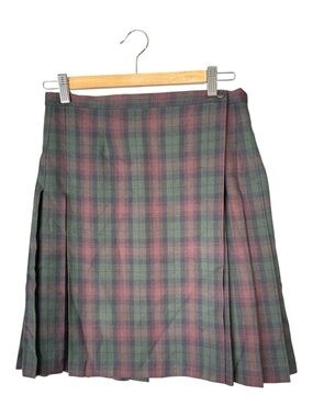 Vintage Laura Ashley 100% Wool Plaid Pleated Mini Skirt Academia Kilt Preppy S